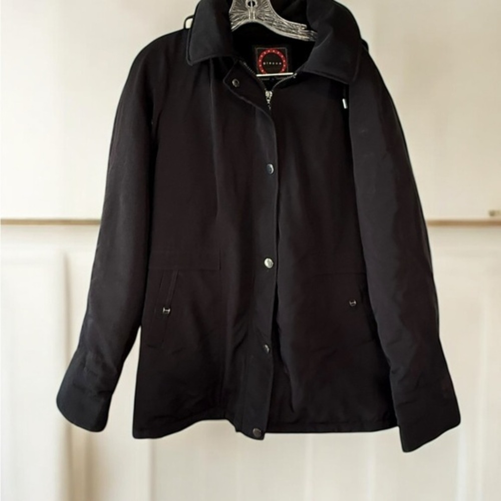 Jacket Giacca Gallery Medium Black Quilted Zip Coat M Winter Coat